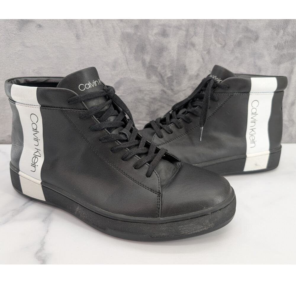 Nilo Calvin Klein Black and white leather sneakers high tops Y2K